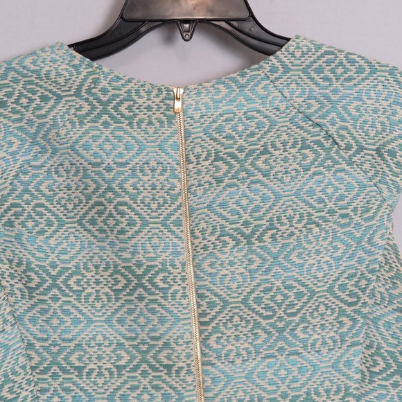 Axara Paris Mint Ivory Jacquard V-Neckline Shift - Picture 6 of 9